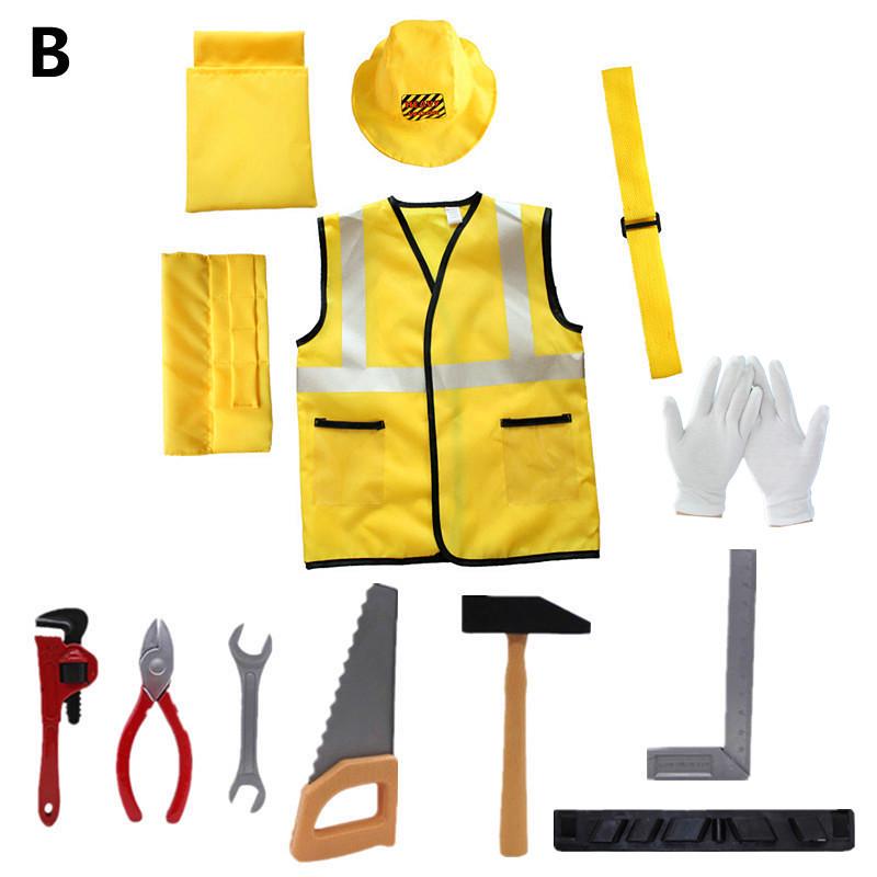 Kids' Construction Worker Costume & Tool Set for Dress-Up Play