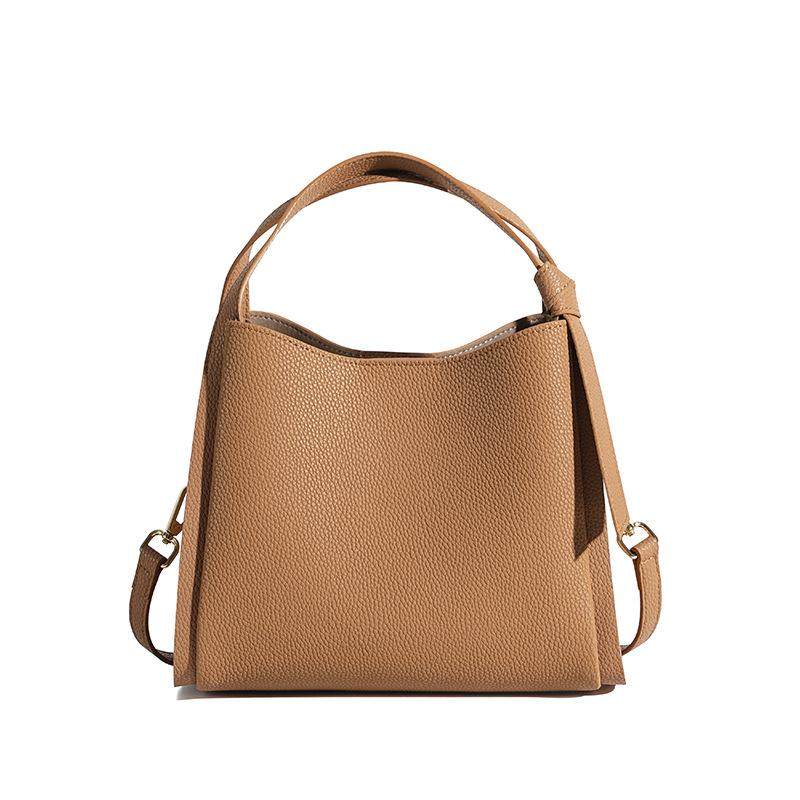 

Leather women s versatile fashion large-capacity shoulder messenger bag, cowhide high-end vegetable basket, portable bucket bag