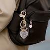 Chaveiro Brilhante Strass Incrustado Coração Coroa Design Pingente de Chaveiro Esmalte Processo de Gotejamento de Óleo Bordas Lisas Fivela de Mola Porta-Chaves Mochilas