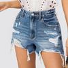 Women's Distressed Denim Shorts - Edgy Frayed Hem Hot Pants