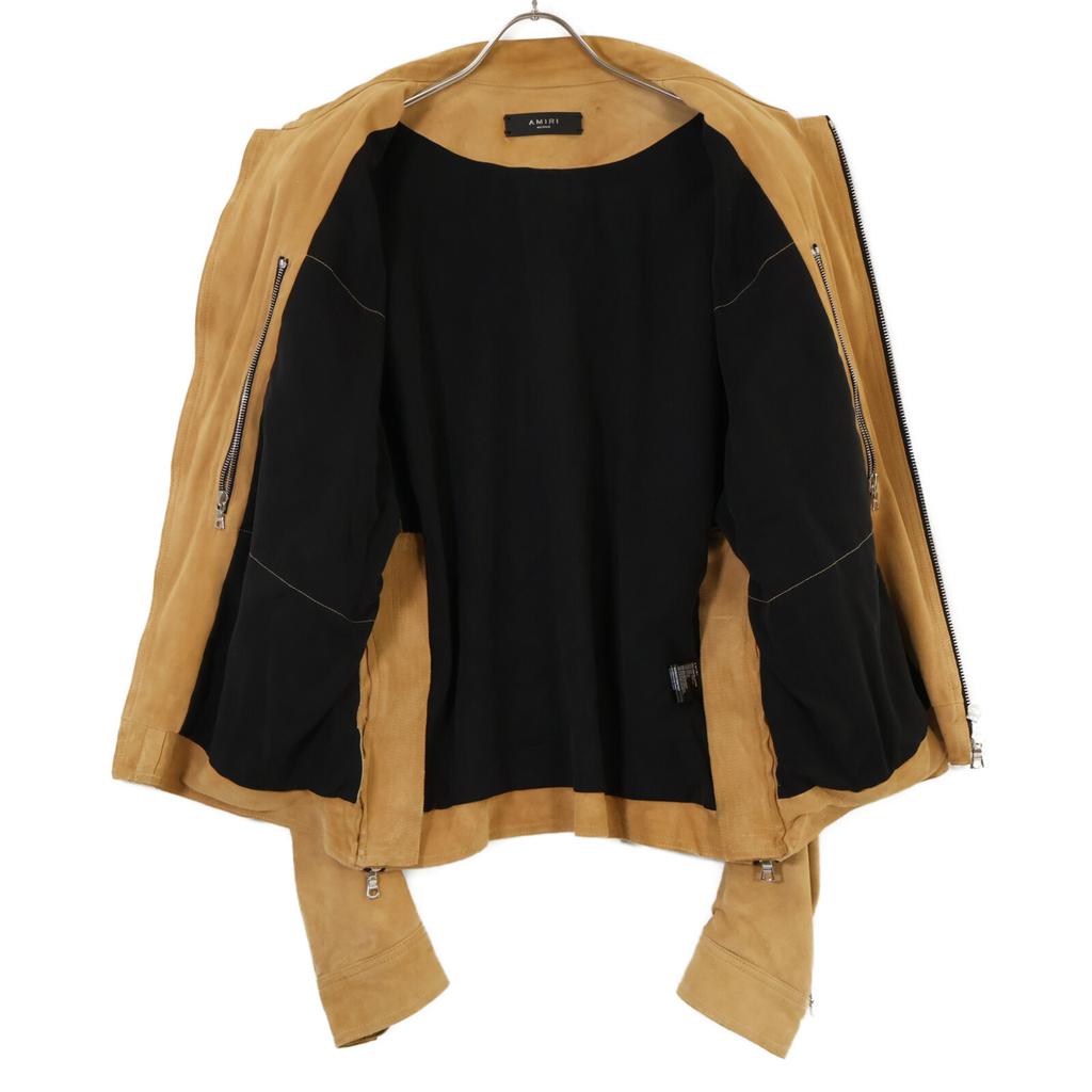 Amiri Side-zip Suede Single Rider Jacket Jacket M beigeUsed