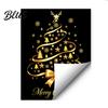 Weatherproof Christmas Stickers Gold Ribbon Tree Static Window Cling Glass Sticker with Bow Reindeer Creative Gift Ideas Antler & Star Snowflake,