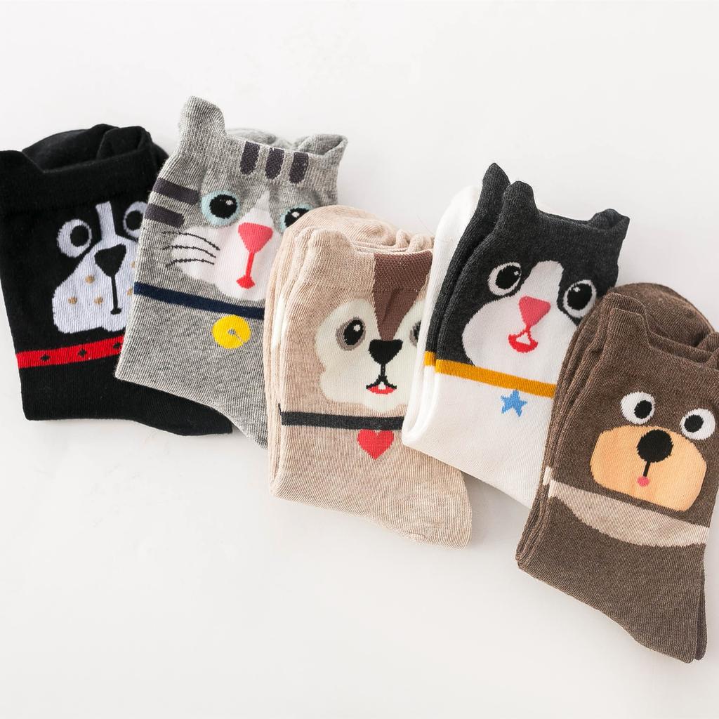 5 Paar Damen Socken Cartoon Katze Niedlich Lustig Persönlichkeit Weich Bequem Weihnachtsgeschenk Hohe Qualität Baumwollsocken Für Damen