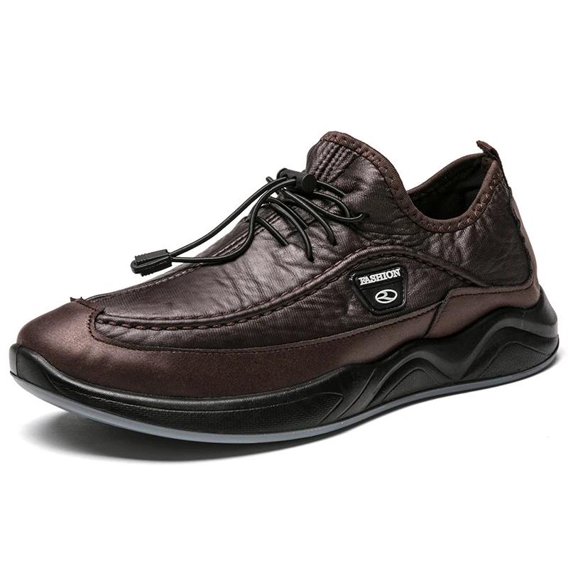 Autumn Winter MEN'S black PU leather plush warm outdoor waterproof cotton shoes chunky male walking hiking trekking sneaker