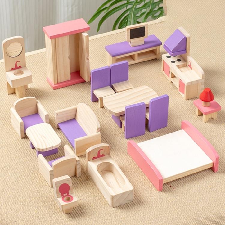 Dollhouses Decoration Living Room Bedroom Scene Miniature Furniture Model Set for Kids Pretend Play Interaction Toy