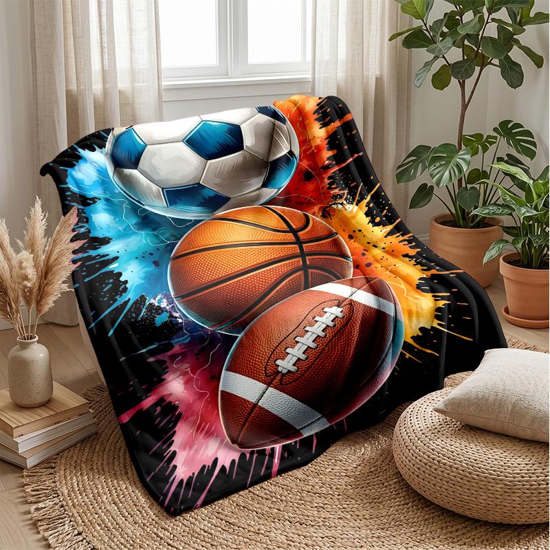 Sports Ball Collection 7 Theme blanket Lightweight Warm Flannel Blanket Decorative Throw Blanket for Home Decoration