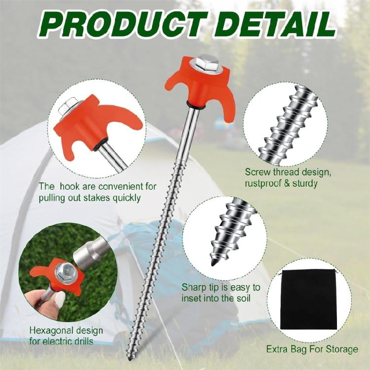 8Pcs Outdoor Tent Nails Campings Tent Peg with Hexagon Socket Ground Anchors Long Screw Thread Tent Canopies Stakes