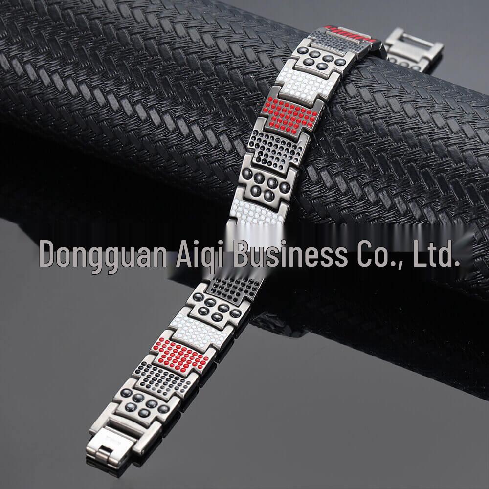 Men's Magnetic Titanium Bracelet with Germanium Beads - Stainless Steel Jewelry