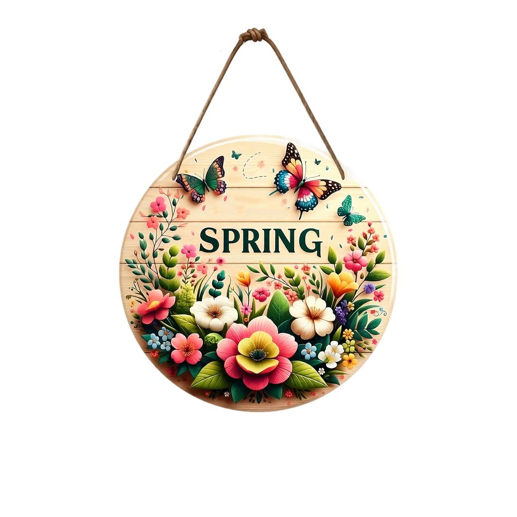 Wooden Hanging Tags with Jute, Rustic Round Floral Ornaments for Party Decorations