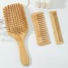 3pcs Practical Bamboo Paddle Brush and Comb for Effortless Styling and Scalp Health Suitable for Various Hair Type