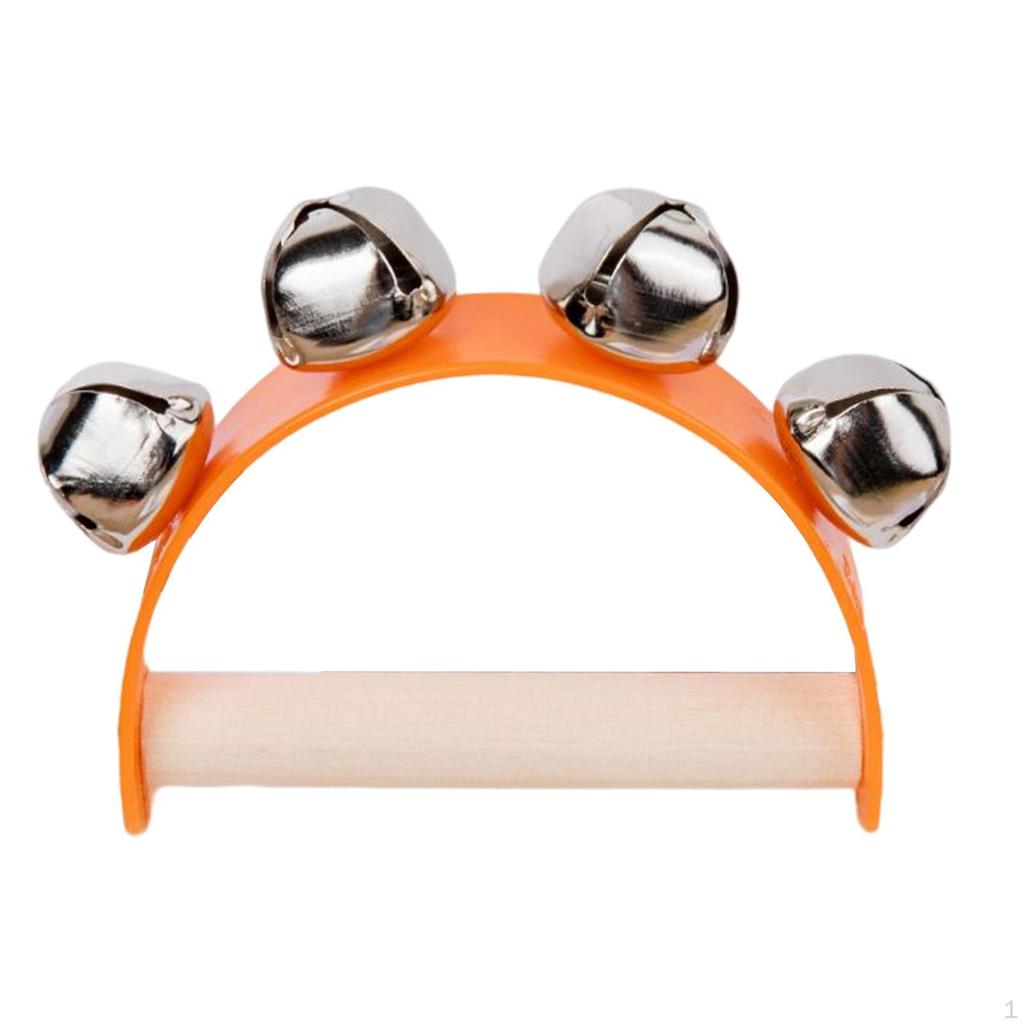 Wood Handbell Educational Toys Musical Instrument Drum Bell Handheld Tambourine for Game KTV