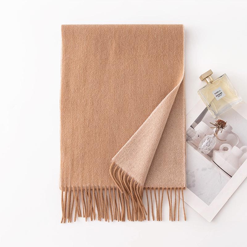 Scarf Autumn and Winter Atmosphere Wool Solid Color Double Sided Scarf Shawl High End Commuting Warm Scarf