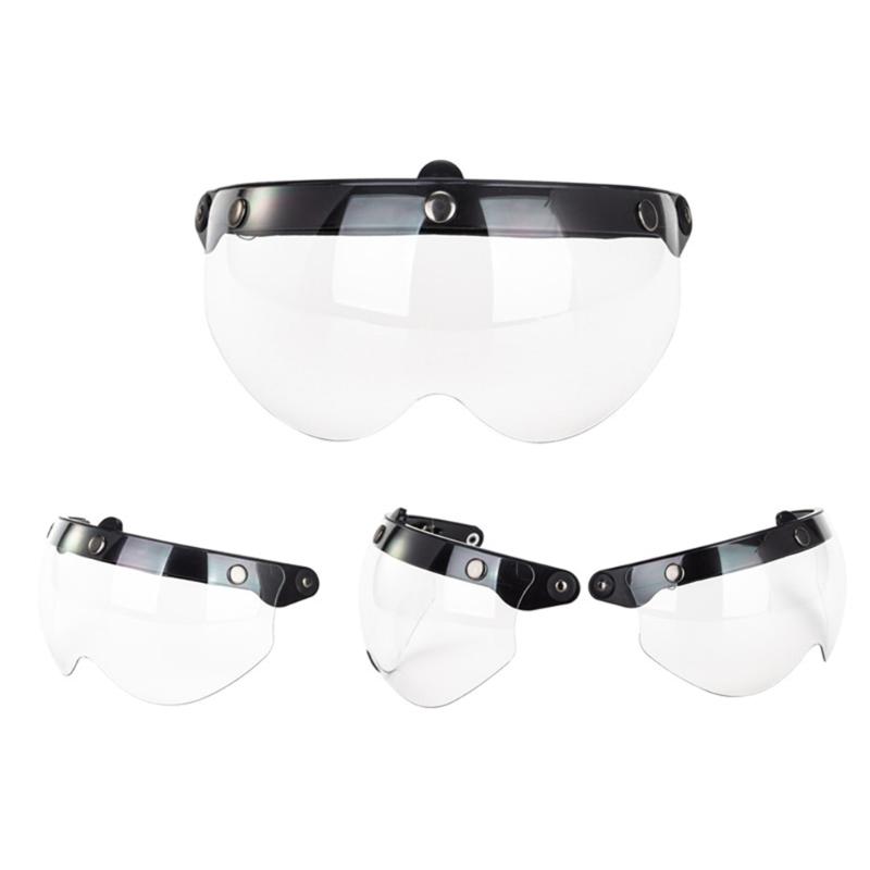 Visores Universales para Motocicletas Estilo Piloto Retro Estándar de 3 Botones de Presión Abatibles Hacia Arriba Abajo Casco Abierto Parabrisas Duradero
