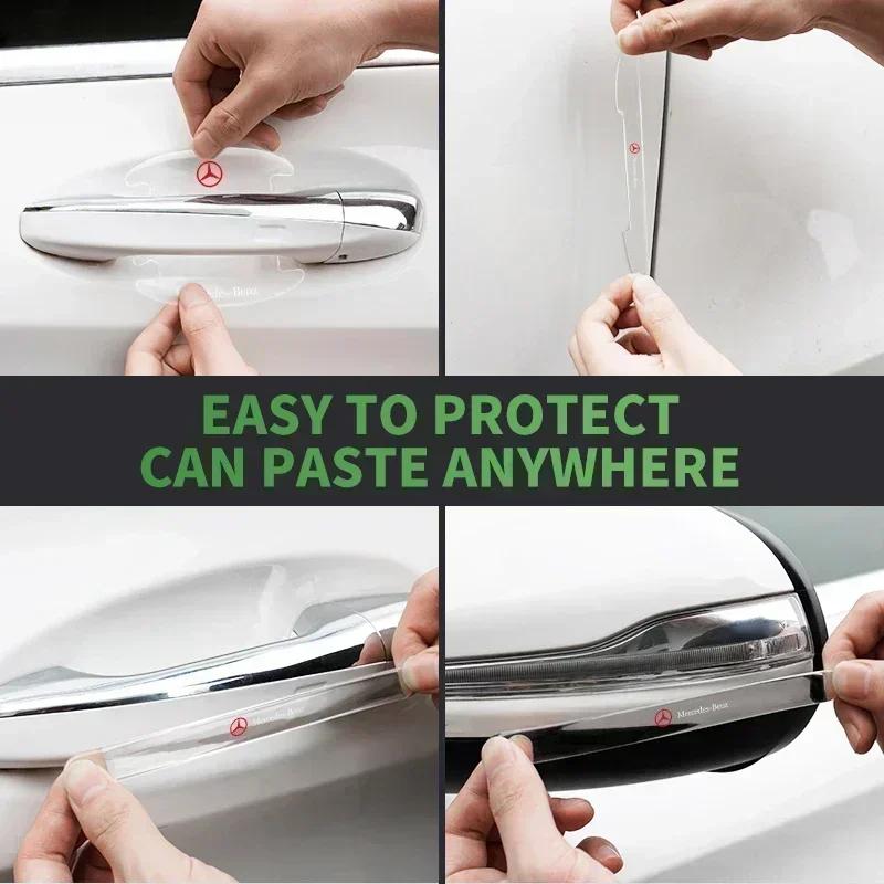 BQFJ7 Car Door Handle Bowl Scratch Protective Invisible Transparent Stickers For Mercedes Benz B/C/E/S Class A Class C200L GLC GLE CLA