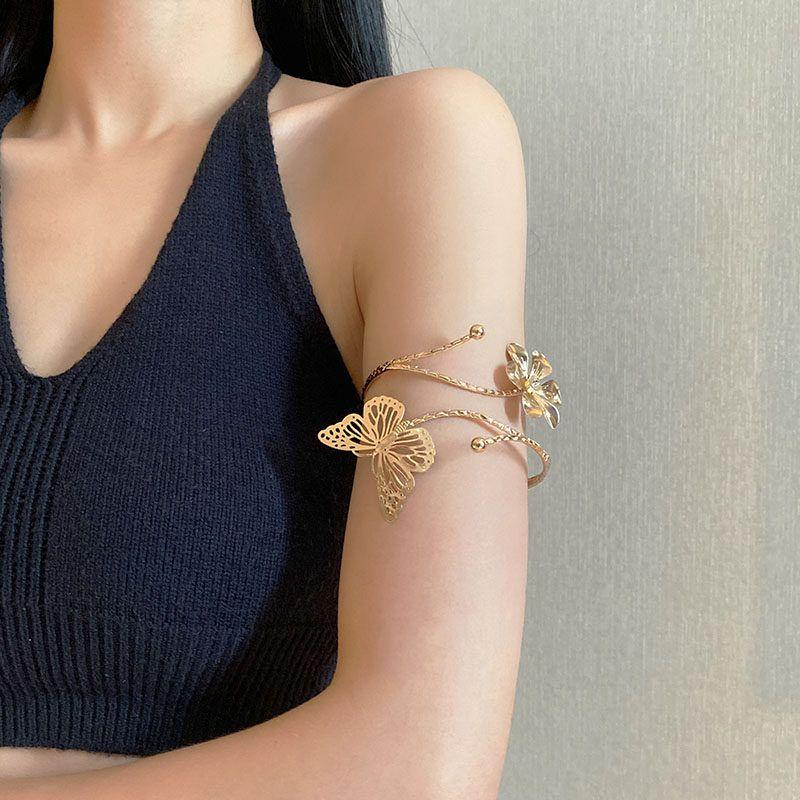 Fashion Exaggerated Metal Leaves Female Butterfly Lines Flowers
