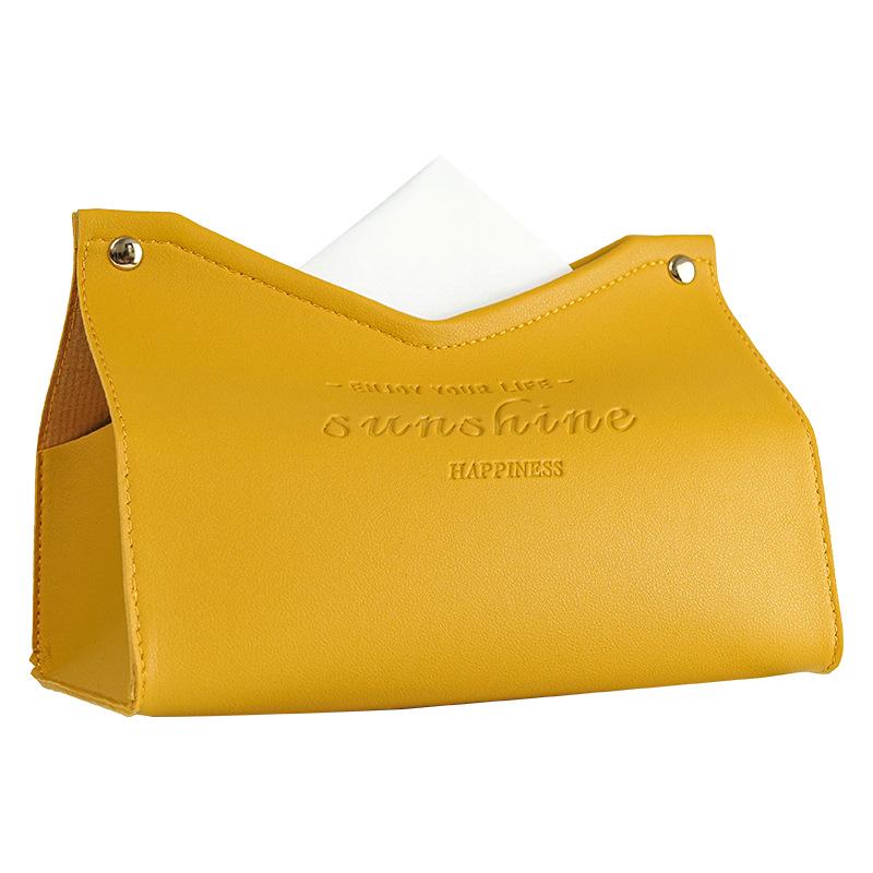 

Modern Leather Tissue Box Dispenser for Home, Hotel, or Kitchen V-Opening жёлтый
