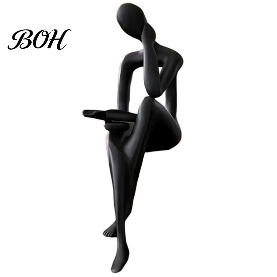 Artistic Home Accessory Abstract Art Thinker Statue, 3D Printed Reading Figurine, Modern Bookshelf Contemporary Statue Sculpture for Living
