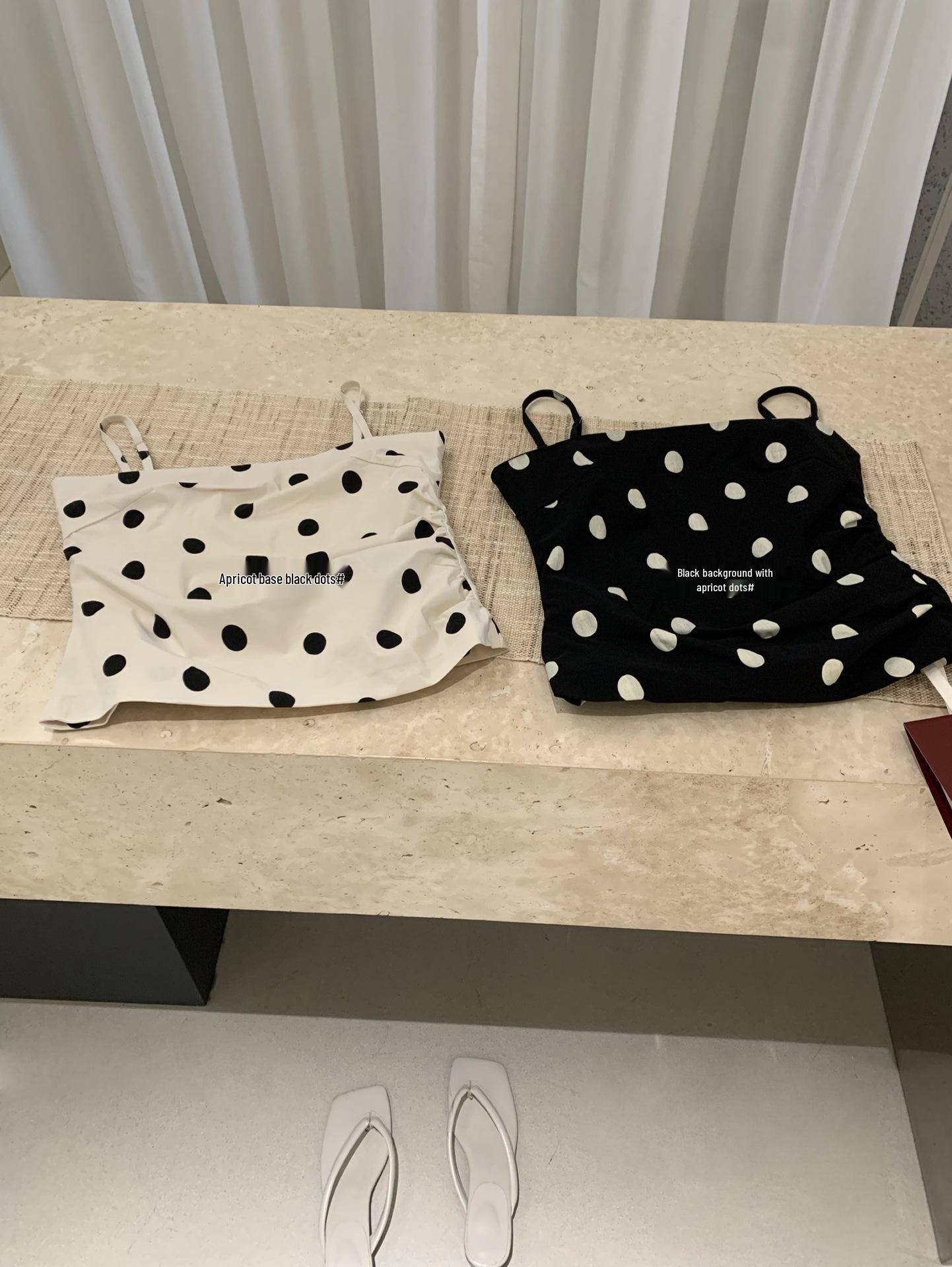 Polka Dot Bandeau Camisole - Women s Slim Fit Spring/Summer Trendy Top Medium