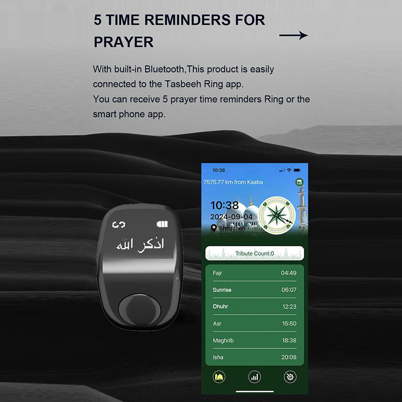 Smart Tasbih Tally Digital Counter For Muslims Tasbeeh Zikr Ring 5 Prayer Time Vibration Reminder Waterproof