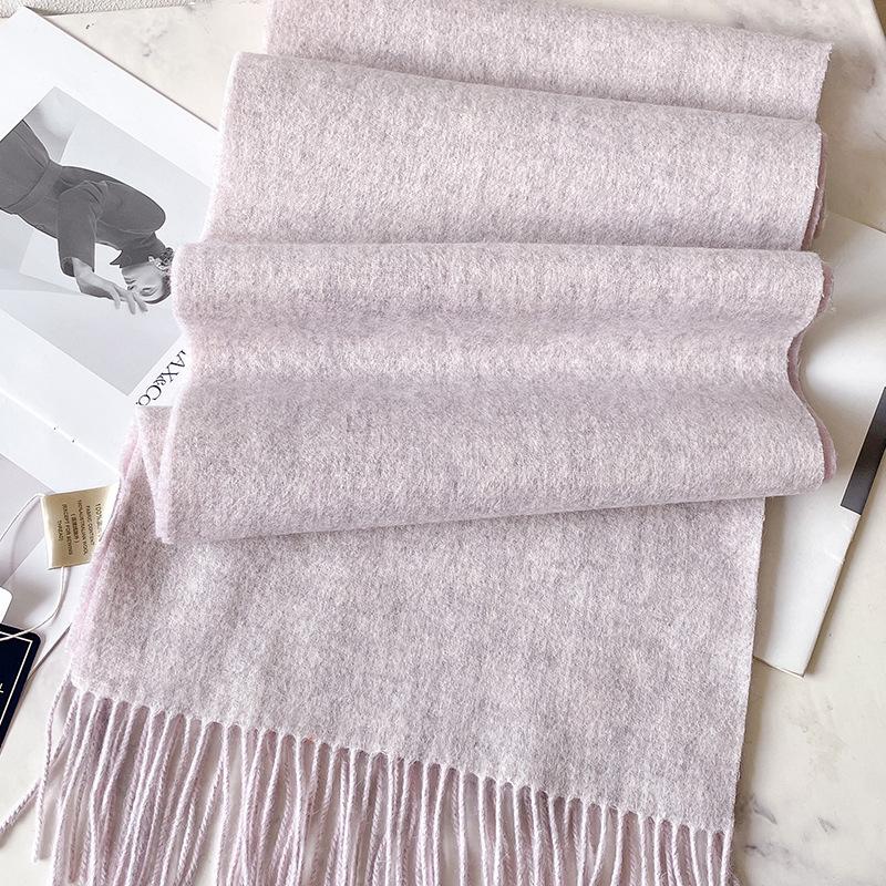 100 pure wool scarves for men's autumn and winter gray double-sided high-end gift boyfriend men's cashmere shawl
