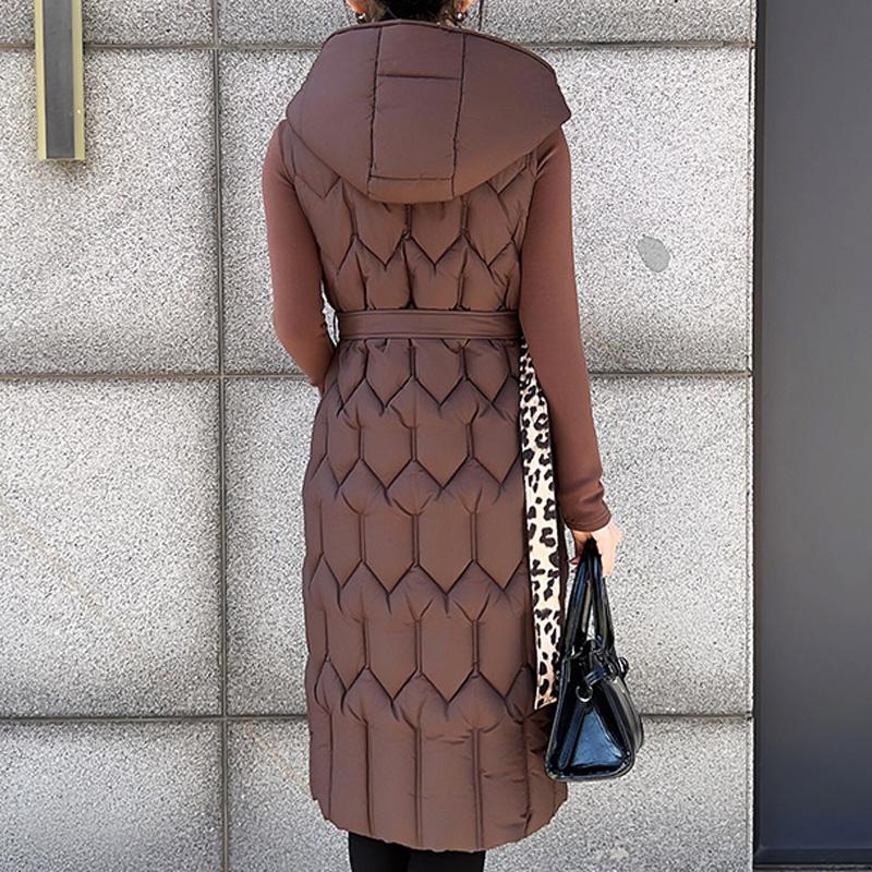 Plus Size Fashion Winter Long Vest Woman Coats Elegant Thick Warm Sleeveless Parka Women's Jackets
