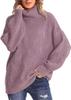 2026 Autumn/Winter Women's Loose High Neck Cable Knit Sweater Pullover