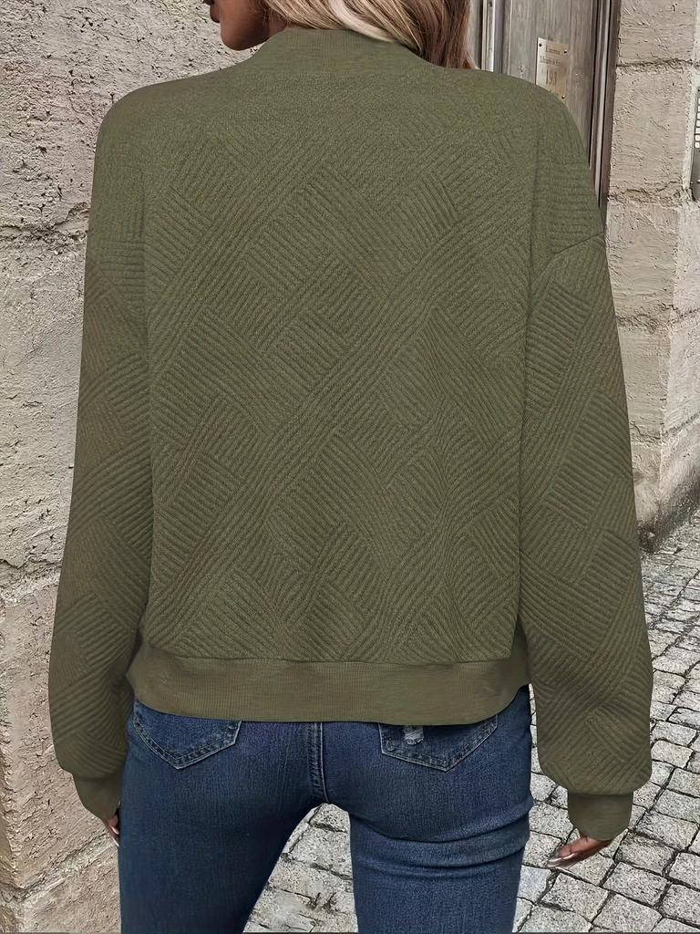 Jesenná a zimná novinka Jednofarebná bunda na zips Baseballový golier Ležérna bunda Dámska