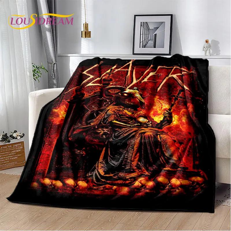 Slayer Heavy Metal Band Weiche Plüschdecke, Flanelldecke, Überwurfdecke für Wohnzimmer, Schlafzimmer, Bett, Sofa, Picknick-Abdeckung, warme Kinder
