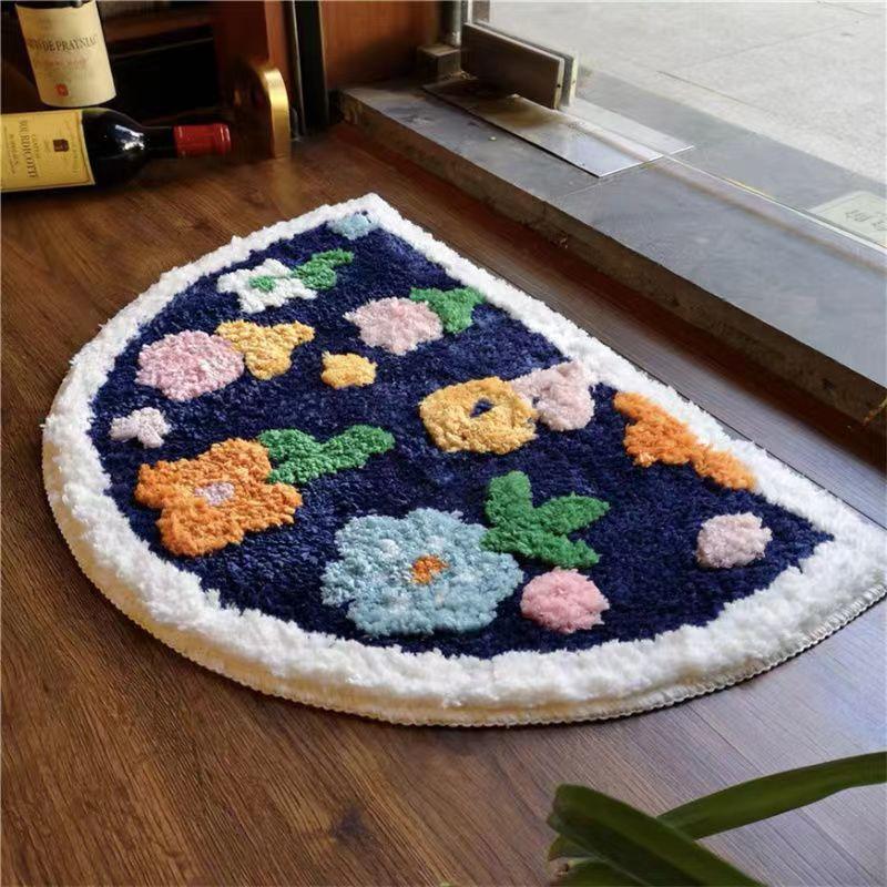 

Ins Fresh Flower Imitation Cashmere Floor Mat Home Absorbent Mat Bathroom Carpet Entrance Non Slip Foot Mat 40*60cm
