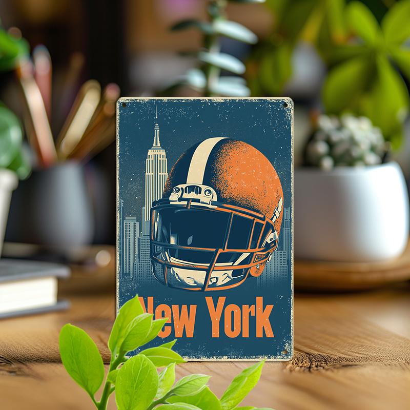 Vintage New York Football Metal Tin Sign Aluminum Wall Art Decor Easy Install for Home Restaurant Outdoor Use