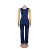 Women's European & American African Denim Halter Jumpsuit: Whitened, Washed, Stretchy, Tie Waist Belt.