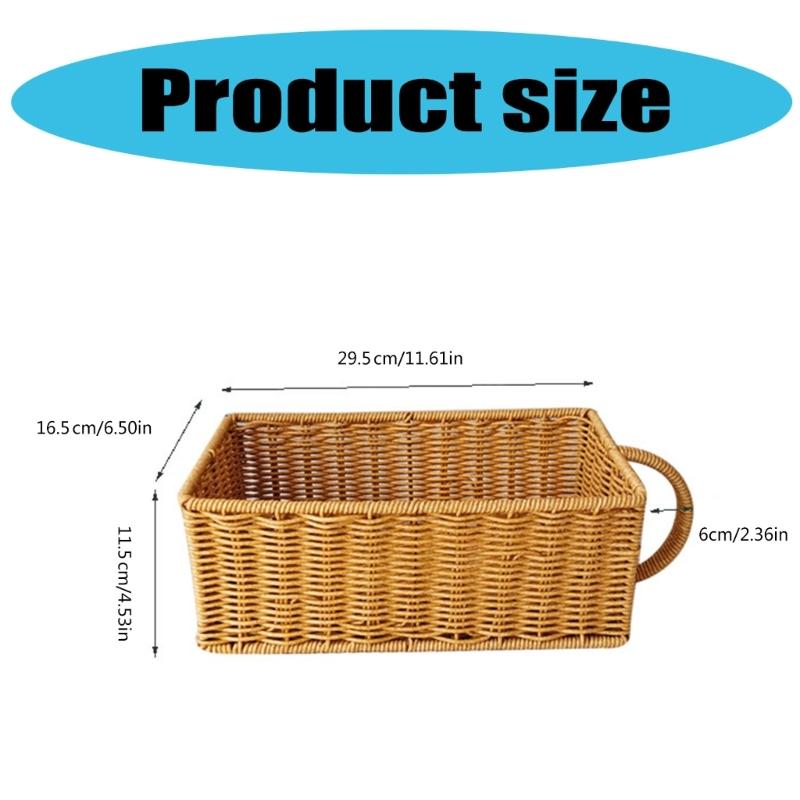 Plastic Rattan Finishing Basket for Desk Organization Desktop Small Item Organizer Portable Kitchen Storage Bin