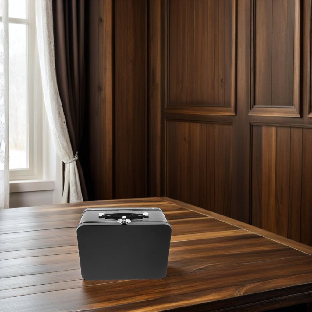 Portable Lunch Tin Box Sturdy Tinplate Construction with Handle Hinged Lid Buckle Latch Leakproof Storage for Food Crafts