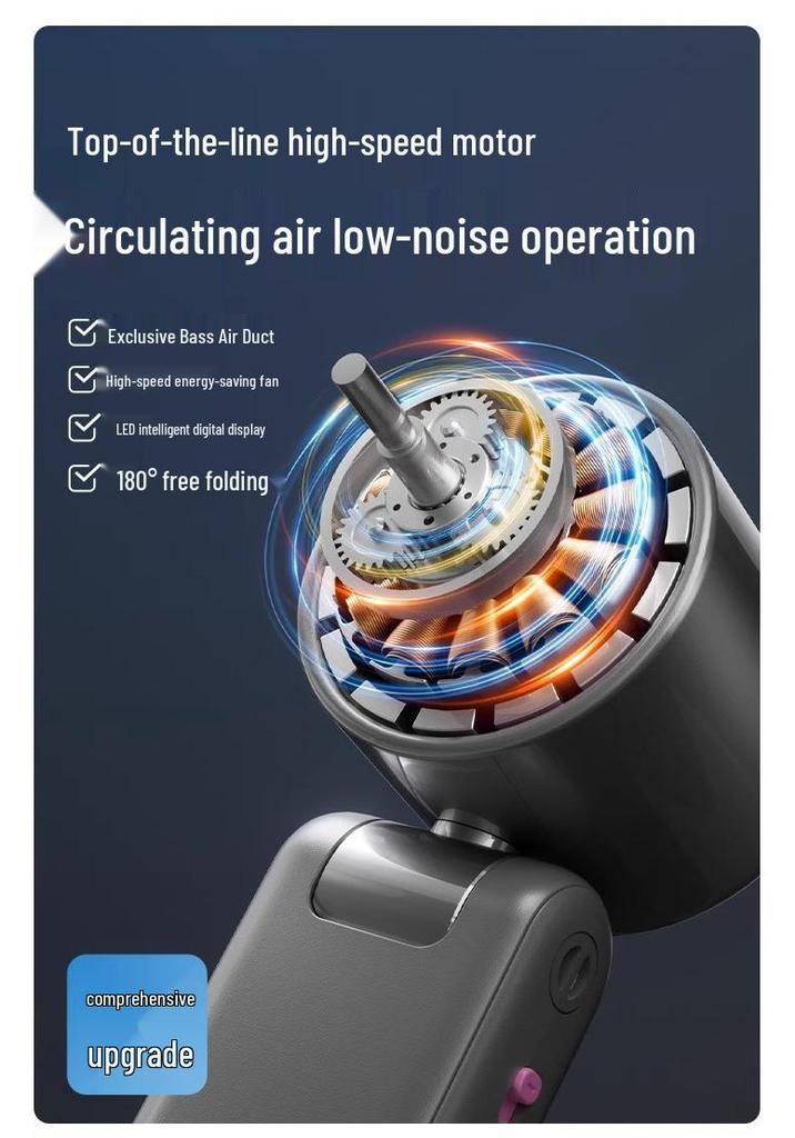 Turbo High-Speed Handheld Fan: Portable USB Rechargeable, 100-Speed Digital Display for Outdoor Cooling