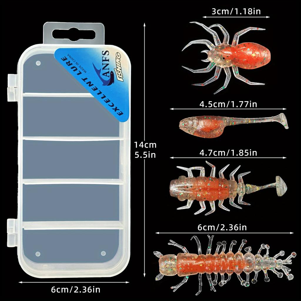 Kit de Iscas Macias com 28 Peças - Iscas Artificiais Realistas de Design Variado com Anzol Colorido Presente para Pescador