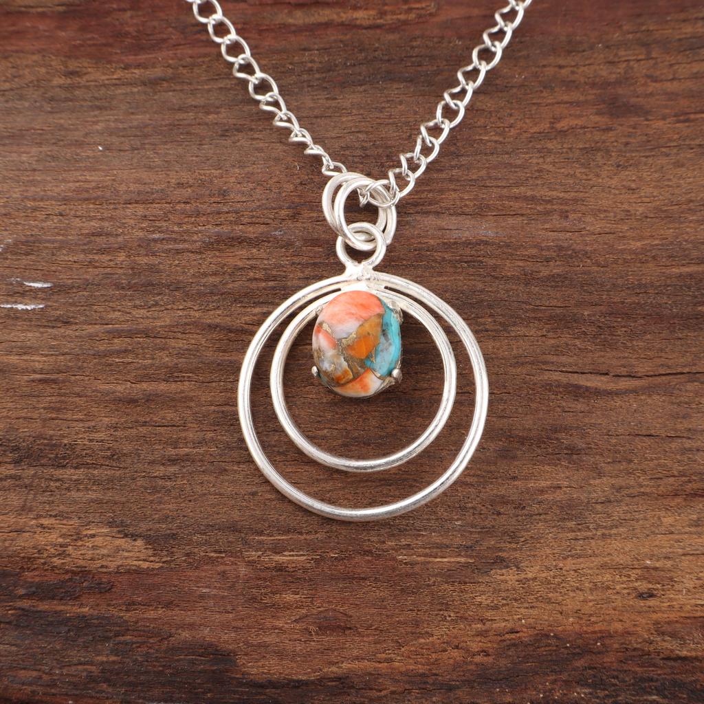 Spiny Oyster Handmade Gemstone Pendant, 925 Solid Sterling Silver Pendant Designer Jewelry, For Anniversary Gift