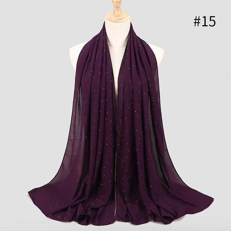 Lain Pearl Bubble Chiffon Diamond Rhinestone Shawl Scarf High Quality Shimmer Beads Headband Wrap Foulard Muslim Hijab Sjaal