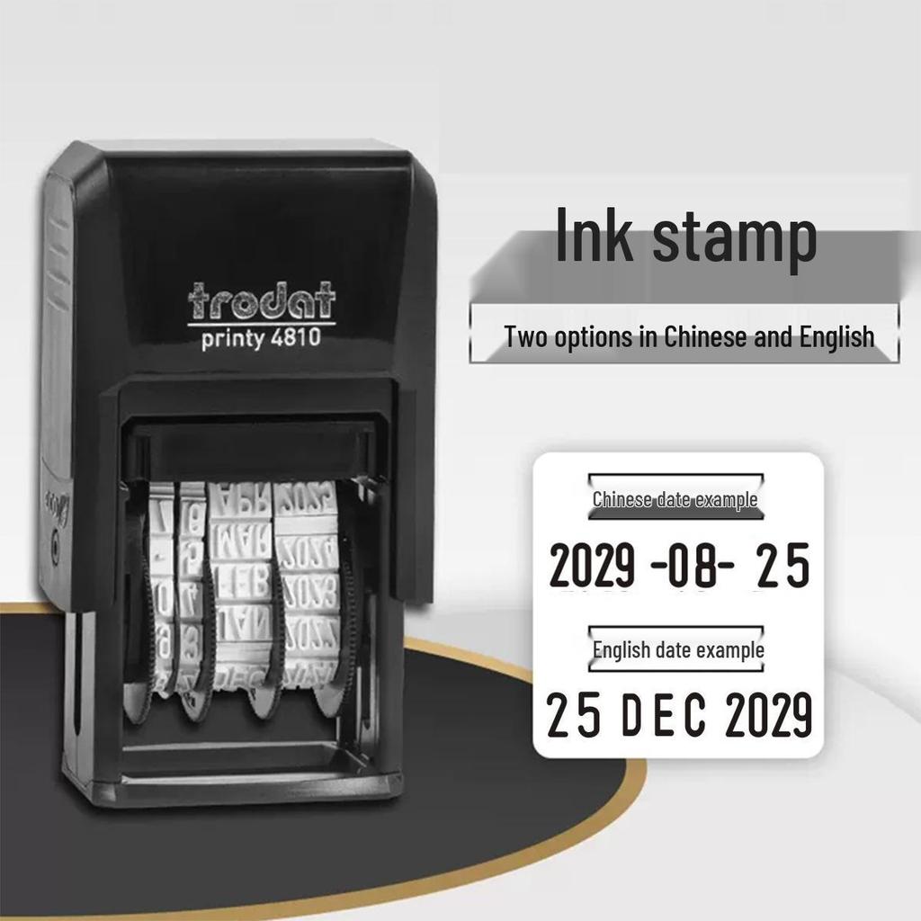 Trodat 4810 Self-Inking Date Stamp, 3.8x20mm, Adjustable, Chinese & English Dates
