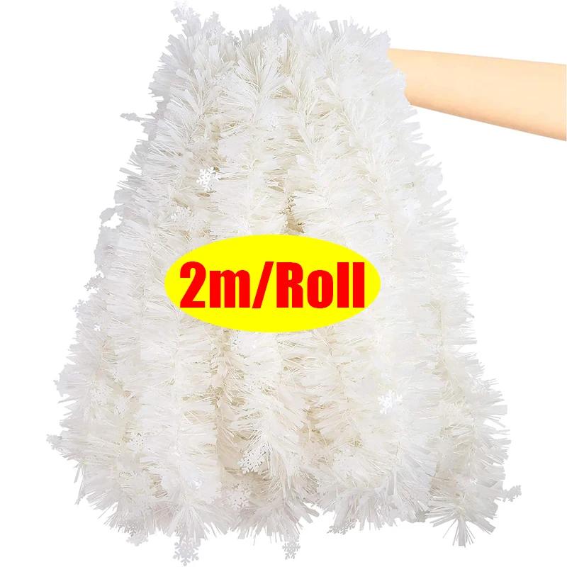 

30/2m Halloween Blackl Tinsel Garland Cane Ribbon Christmas Wreath DIY Xmas Tree Ornaments New Year Party Decoration Wholesale 2m- (1roll) белый