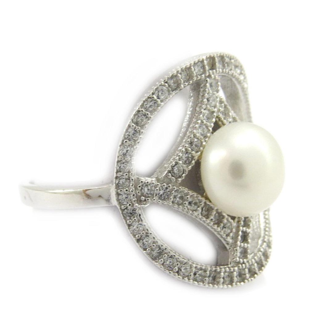 Silver Ring 'Sissi' White Silver (rhodium) - 15x18 Mm