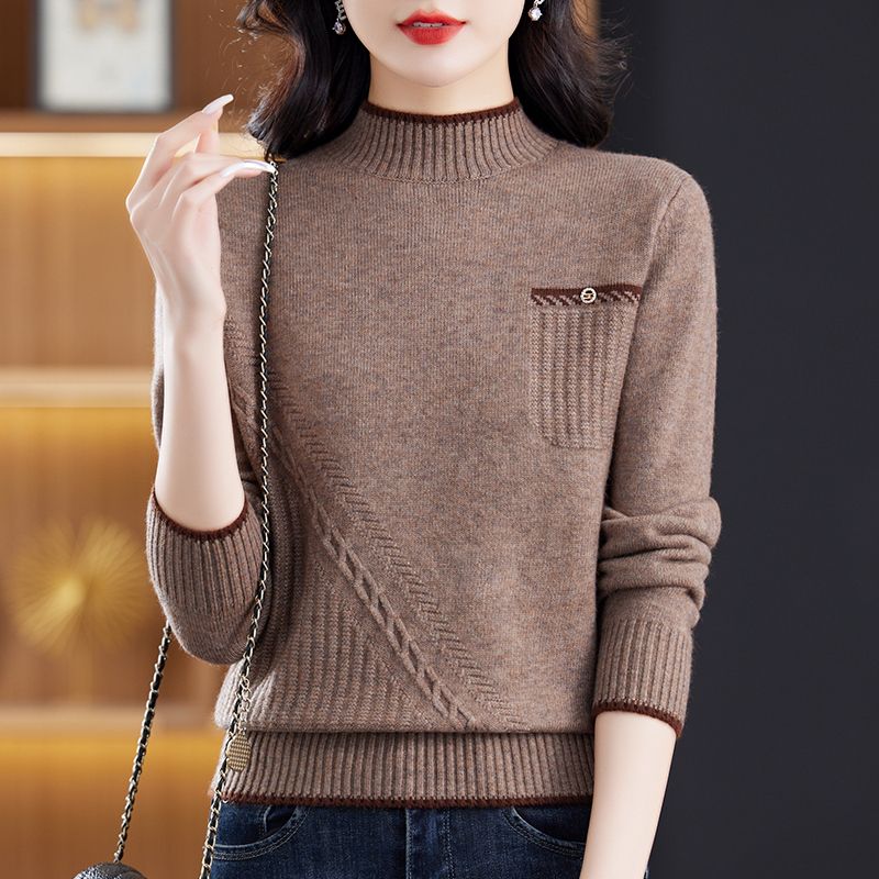 Chic Solid Color Pullover Sweater Knitted Long Sleeve Women's Clothing Autumn Winter Round Neck Elegant All-match Korean Tops