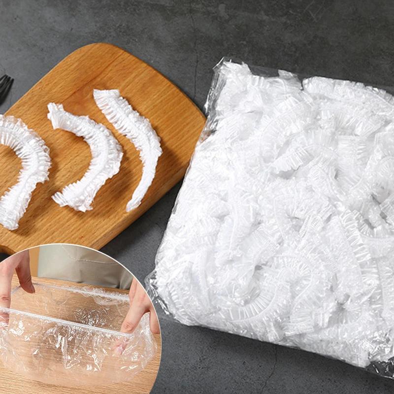100Pcs Food Grade Elastic Plastic Wrap Disposable Cover Bags Kitchen Fruit Vegetable Storage Fresh