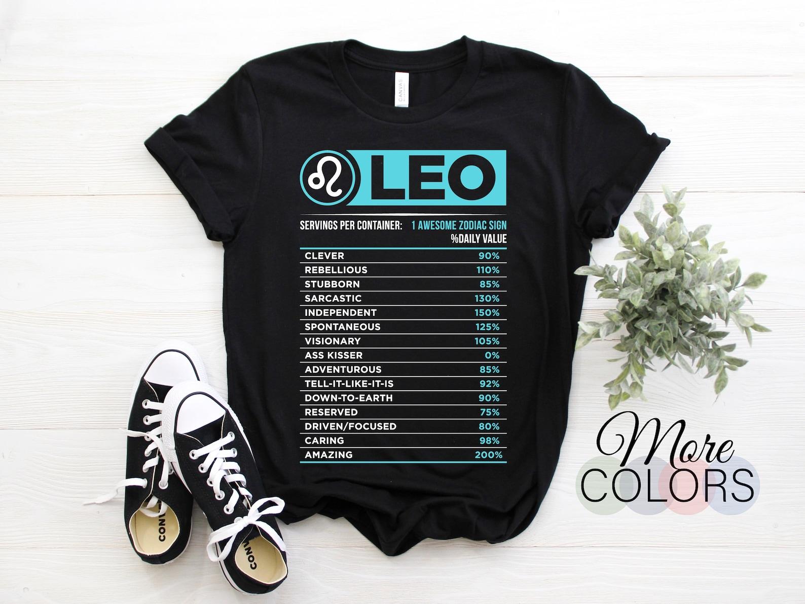 Leo Facts Traits Horoscope Zodiac Astrological Sign Funny T-Shirt, Born On July 23 - August 22 Gifts, Leo Birthday Christmas Present Tees, 160