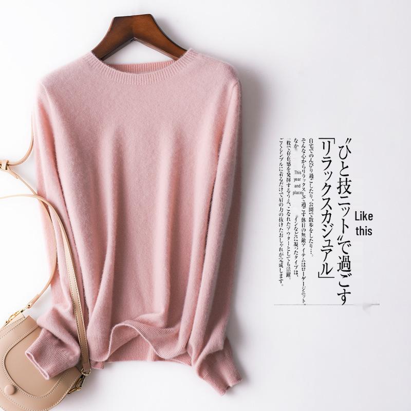 Women's 100% Pure Cashmere Round Neck Sweater, Knitted Seamless Long Sleeve - Autumn/Winter Collection.