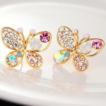 Sterling Silver Fashion Hollow Butterfly Dangle Stud Earrings Women Metal Big Wing Symmetry Earring Party Jewelry