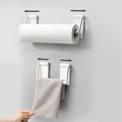 Magnetic Paper Towel Holder Wall Mounted Kitchen Fridge Adjustable Towel Paper Roll Racks Plastic Toilet Paper Storage Shelves