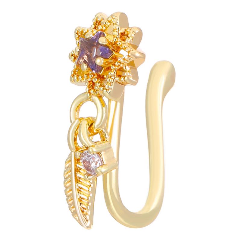 Trendy U-Shaped Copper Zircon Nose Ring - No Piercing Required