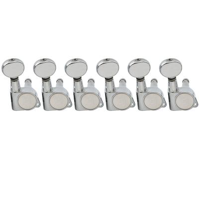Wilkinson Mini Oval Button Tuners for Fender Electric Chrome E-Z-LOK 6-in-line Stratocaster/Telecaster Guitars, Finish.