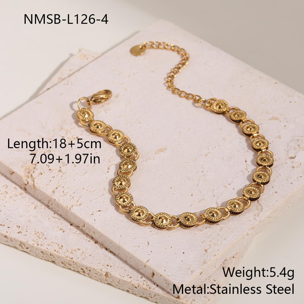 GEMCHIC Women's 18K Gold Plated Stainless Steel Heart Hollow Necklace Bracelet Set Geometric Chain Fashion Jewelry