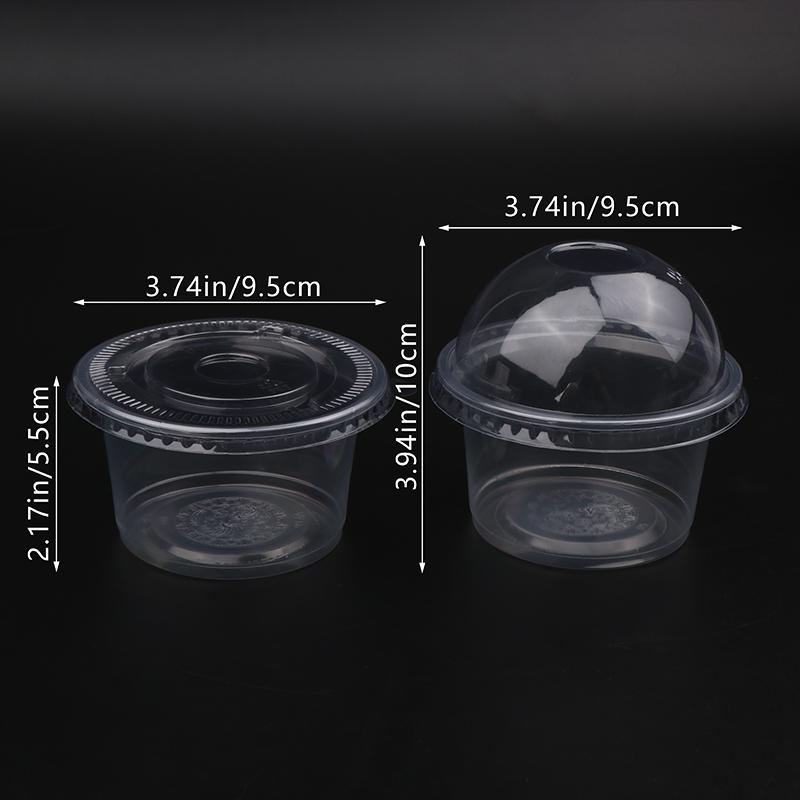 50Pcs 250Ml Disposable Salad Cup Transparent Plastic Dessert Cups Bowls Container With Dome/Flat Lids Ice Cream Dessert Cups